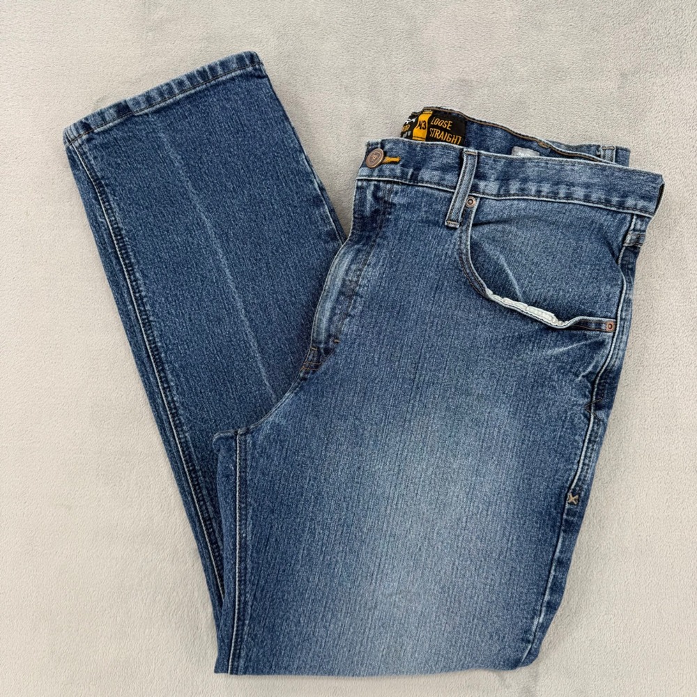 Ariat Rebar M3 Loose Straight Leg Jeans Mens 38x32 Blue Denim Strech Western